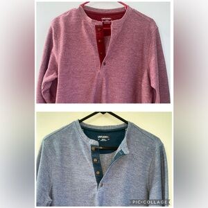 Lot Of 2 Untuckit Henley Mens Red And Blue Small Long Sleeve Base Layer